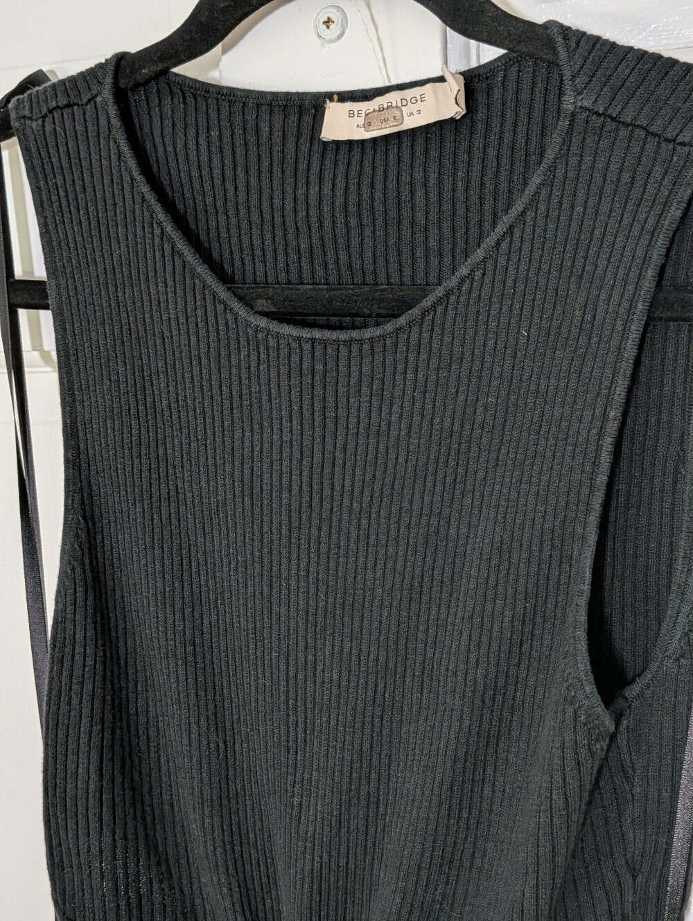 Bec + Bridge Riviera Knit Twist Cutout Midi Dress Washed Black Linen Blend US 8 - Picture 4 of 6
